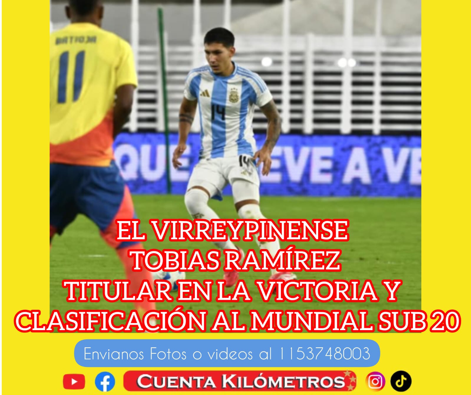 EL VIRREYPINENSE TOBIAS RAMIREZ TITULAR EN LA CLASIFICACIÓN DEL SELECCIONADO SUB 20 AL MUNDIAL DE CHILE