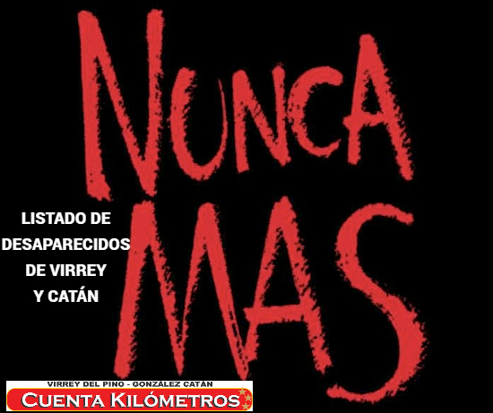 NUNCA MÁS!!! LISTADO DE DESAPARECIDOS DURANTE LA ÚLTIMA DICTADURA MILITAR DE GONZÁLEZ CATÁN Y VIRREY DEL PINO
