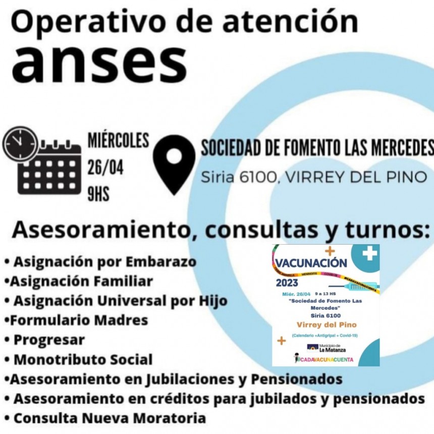 OPERATIVO DE ANSES Y DE VACUNACIÓN EN LA SOCIEDAD DE FOMENTO LAS MERCEDES