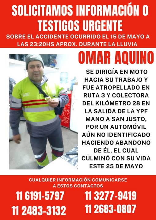 BUSCAN TESTIGOS DE ACCIDENTE SUCEDIDO EN EL KILÓMETRO 28 POR EL CUAL MURIÓ UN HOMBRE