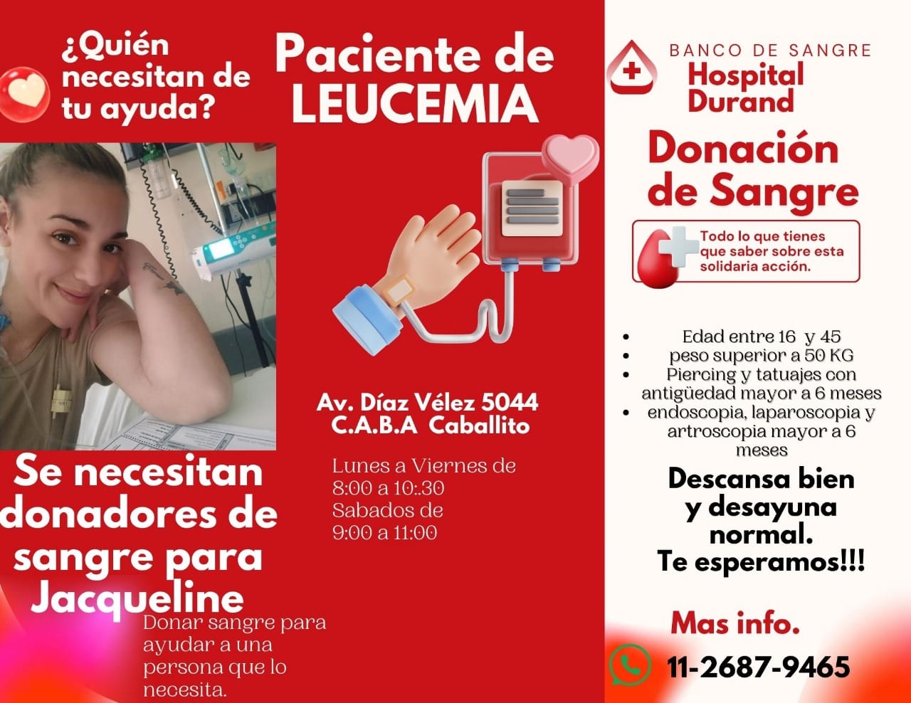 LLAMADO SOLIDARIO: SE NECESITAN DADORES DE SANGRE 