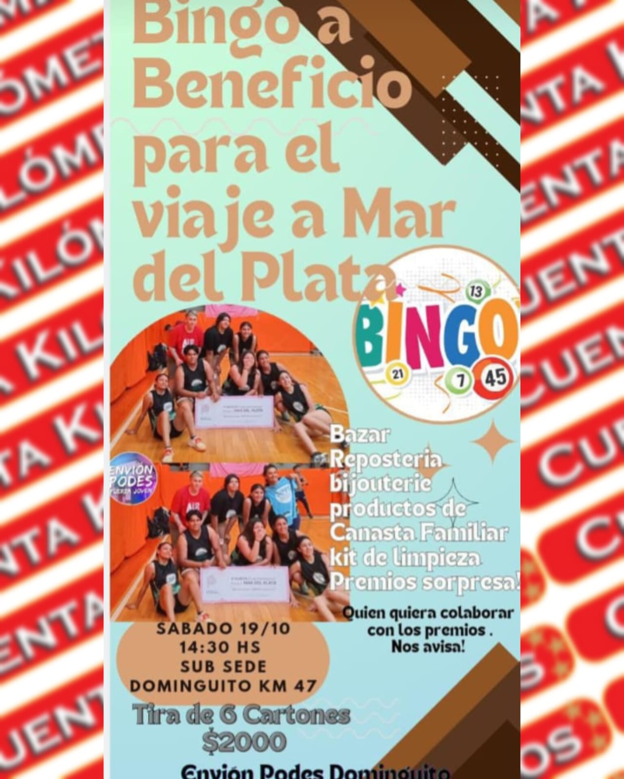 BINGO A BENEFICIO DE EQUIPO DE BASQUET FEMENINO CLASIFICADO PARA LAS FINALES DE LOS BONAERENSE EN MAR DEL PLATA