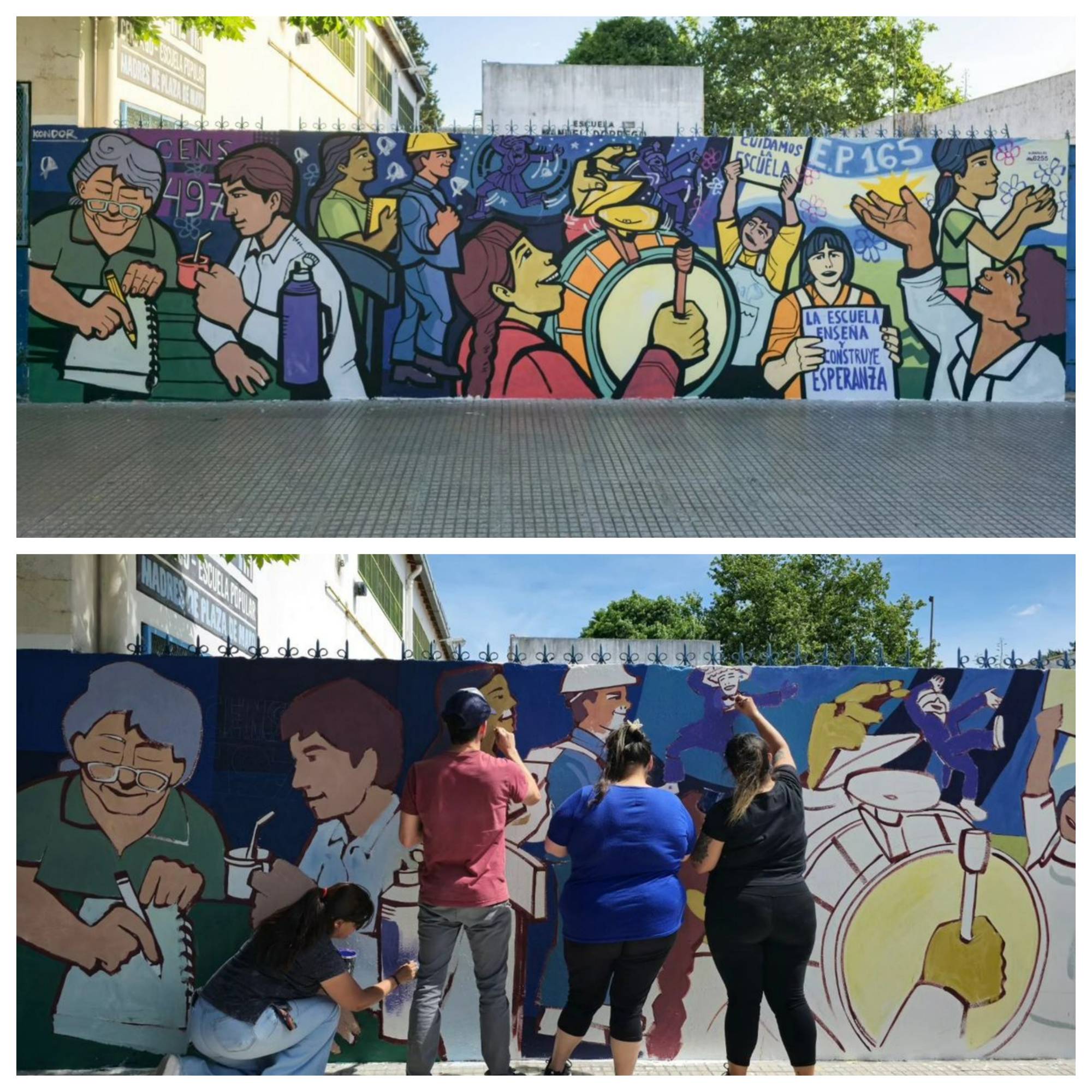 PINTARON MURAL EN LA ESCUELA 165 Y CENS 497 DE DORREG