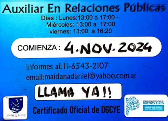 CURSO GRATUITO DE AUXILIAR EN RELACIONES PÚBLICAS – COMIENZA EL LUNES 11-11